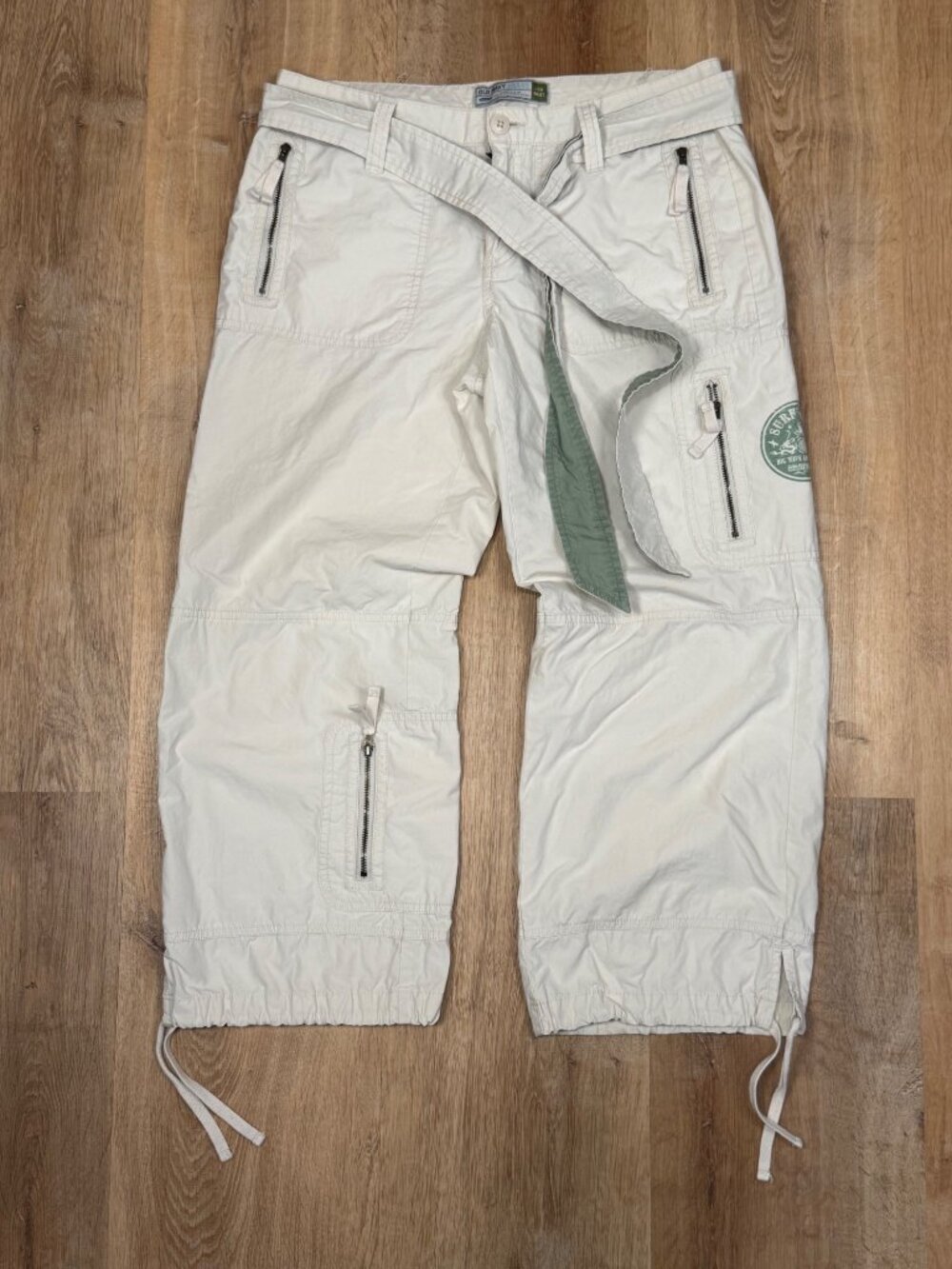 Y2K Old Navy Beige Cargo Capri Pants Womens Size 6 Low Rise 100% Cotton Baggy Ut